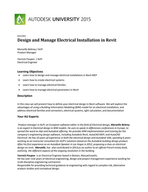 ES11341 Design and Manage Electrical Installation in Revit 